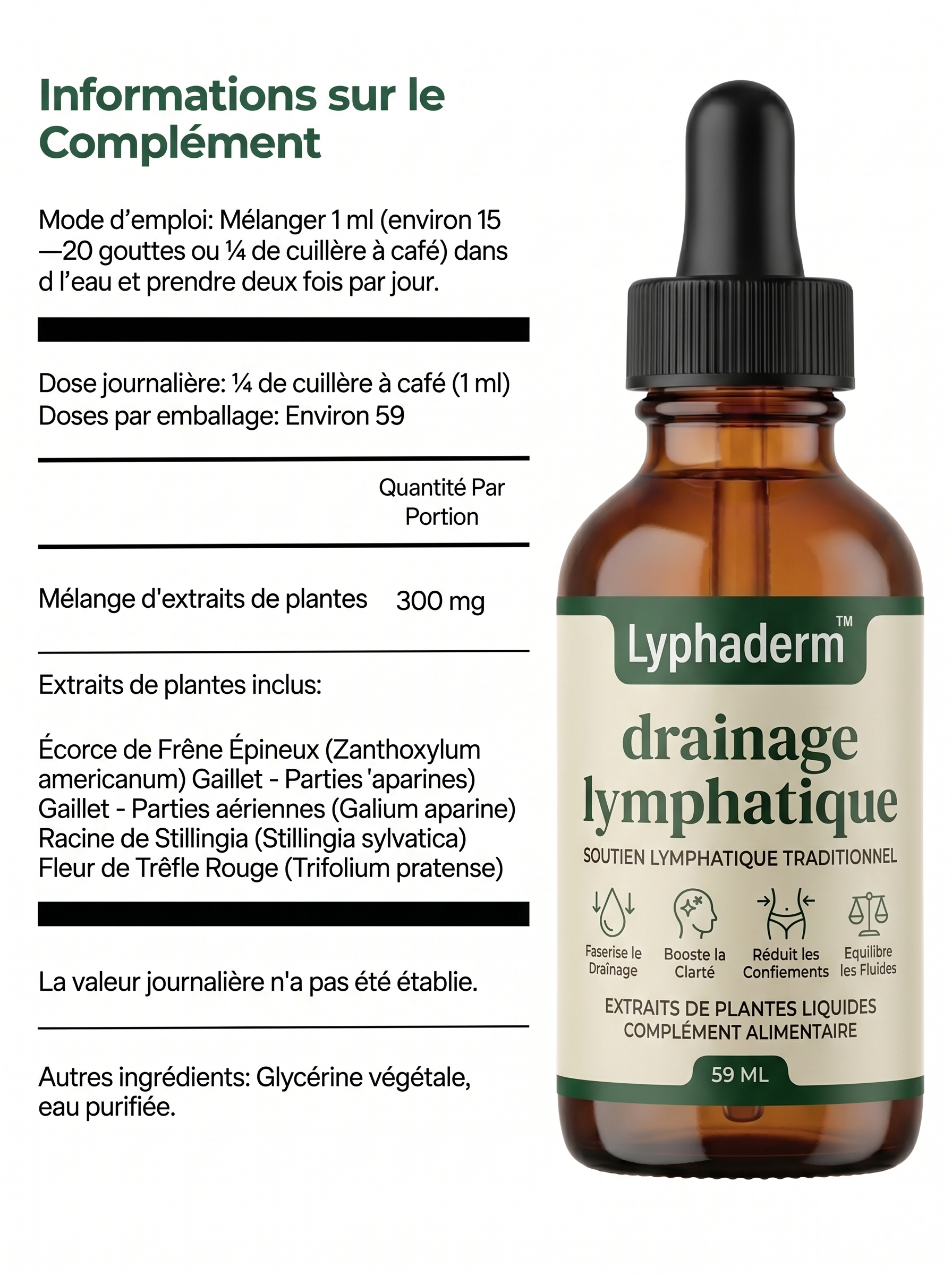 Gouttes Lyphaderm drainage lymphatique